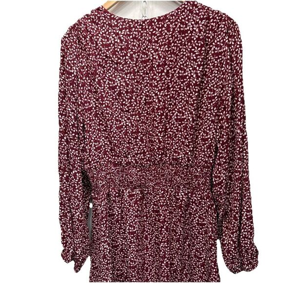Draper James RSVP Floral Dress Burgundy Wrap Smocked Waist Midi XXL Plus Size - Picture 3 of 10